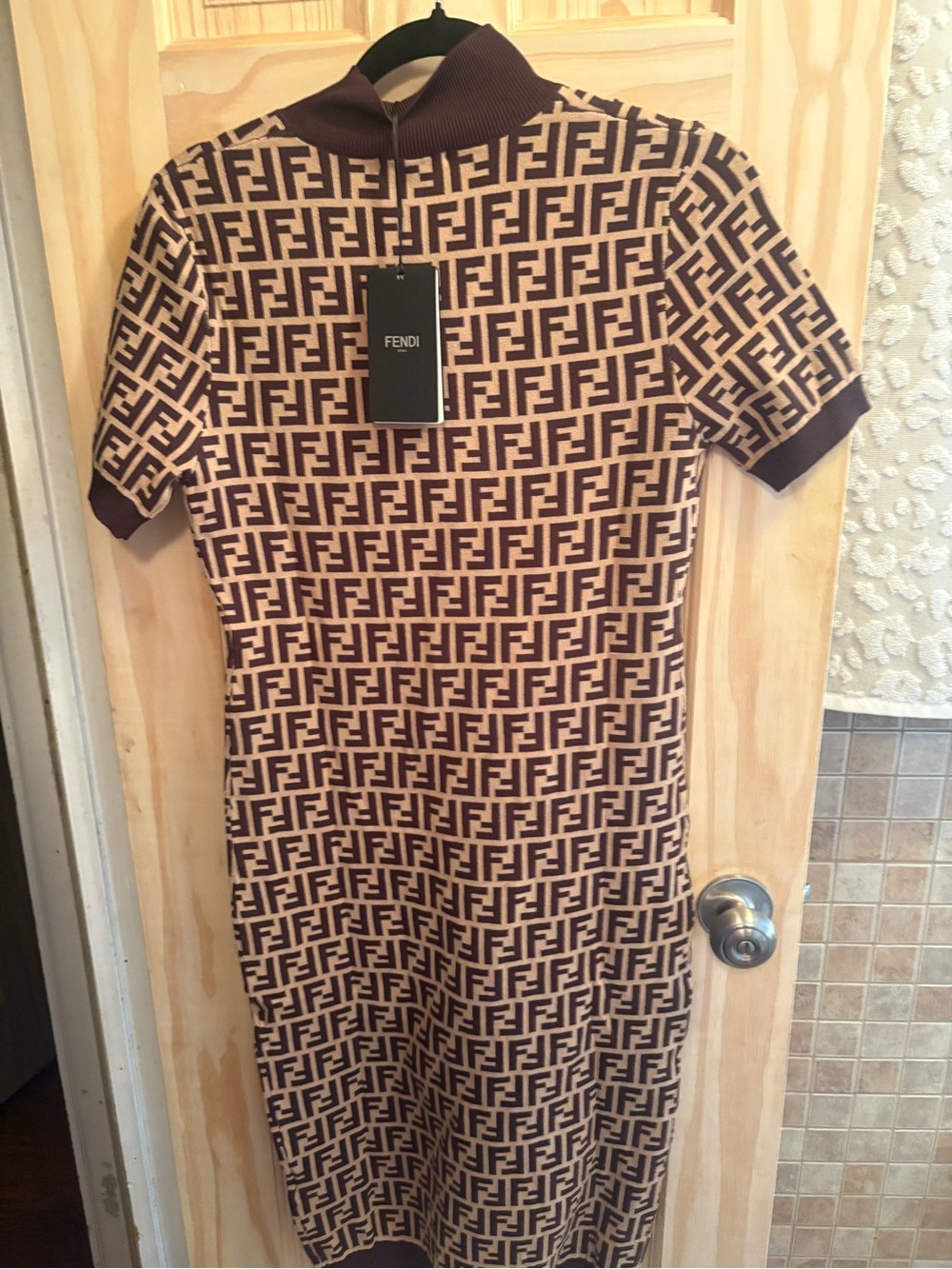 FASHION Brown Logo Knit Dress - Picture 3 of 4